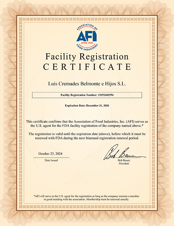 FDA CERTIFICADO USA 311226